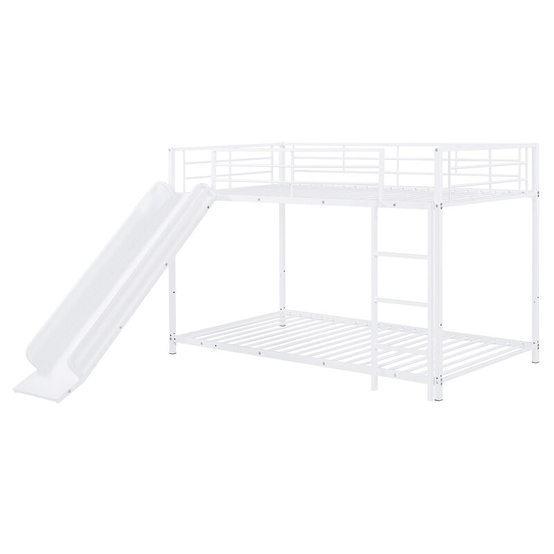 Merax Metal Bunk Bed with Slide and Guardrails