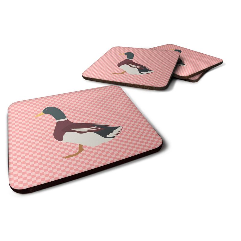 Caroline's Treasures Rouen Duck Pink Check Decorative coasters, 3.5, Multicolor