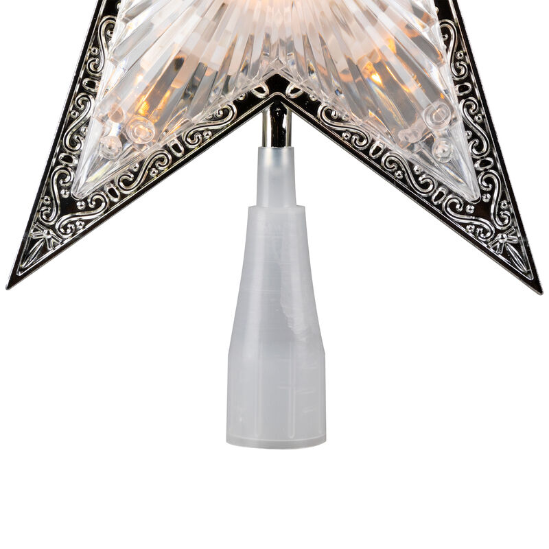 9" Pre-Lit Silver and Clear Crystal 5 Point Star Christmas Tree Topper - Clear Lights image number 5