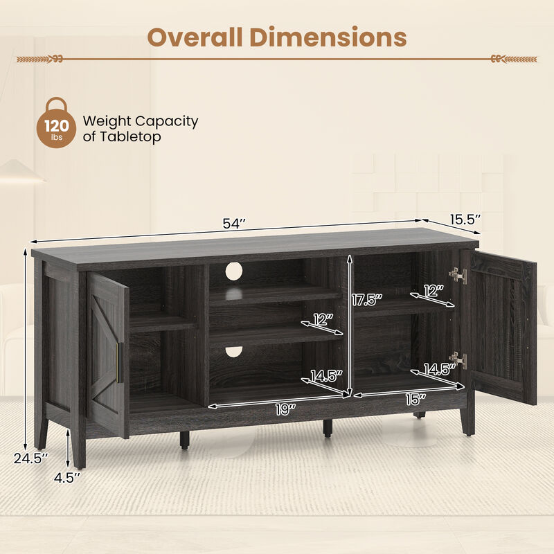Farmhouse Entertainment Center TV Stand with 2 Storage Cabinets for Living Room-Grey image number 2
