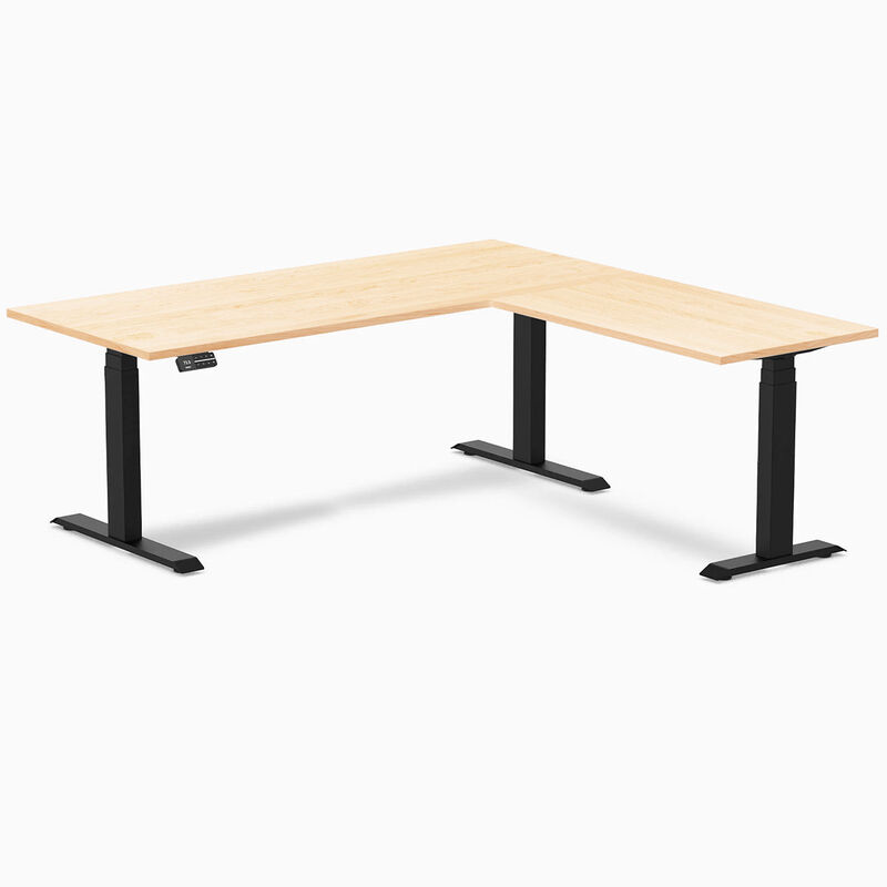 Desky Hardwood L-Shape Sit Stand Desk image number 0