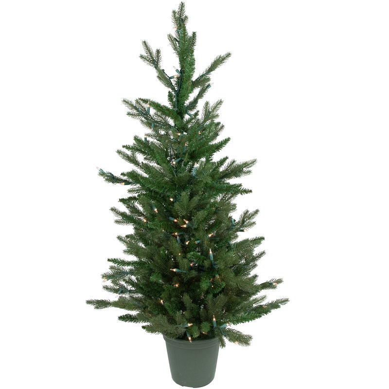 4' Pre-Lit Potted Grande Spruce  Artificial Christmas Tree  Clear Lights