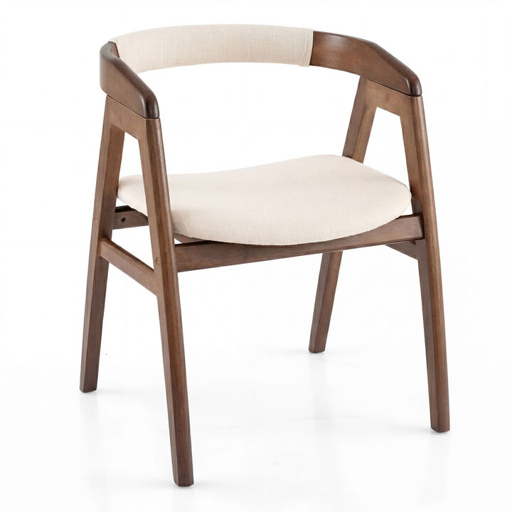Modern Wicker Dining Chair with Padded Seat and Curved Back