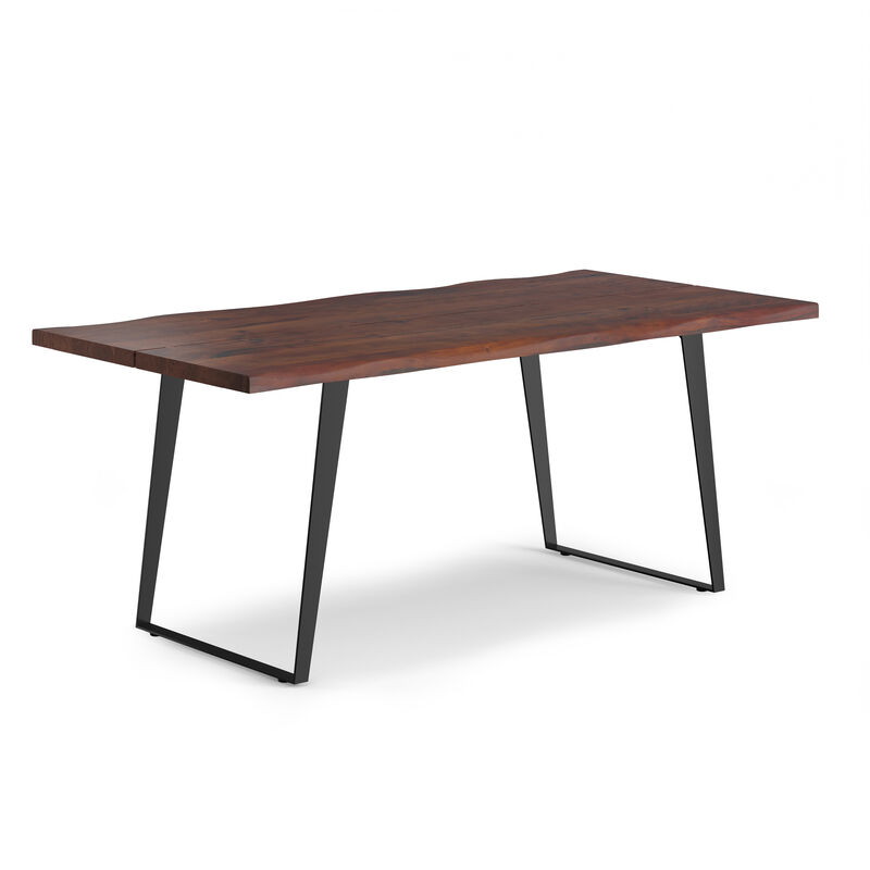 Delta 72 inch x 36 inch Rectangle Modern Industrial Dining Table in Dark Walnut
