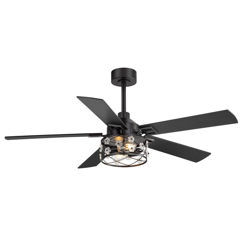 Breezary 52" Ceiling Fan with Lights, E26 Glass Shade,Wood Blades, Quiet DC Motor, Remote Control, 6 Speeds, Reversible, Timer image number 0
