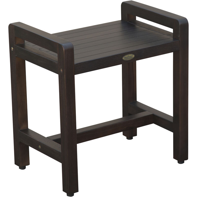 DecoTeak Eleganto 20" Teak Wood Shower Bench with LiftAide Arms in Woodland Brown Finish