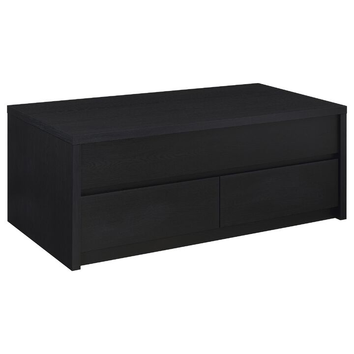Knax Lift-Top Coffee Table with Hidden Storage and Drawers, Black Wood