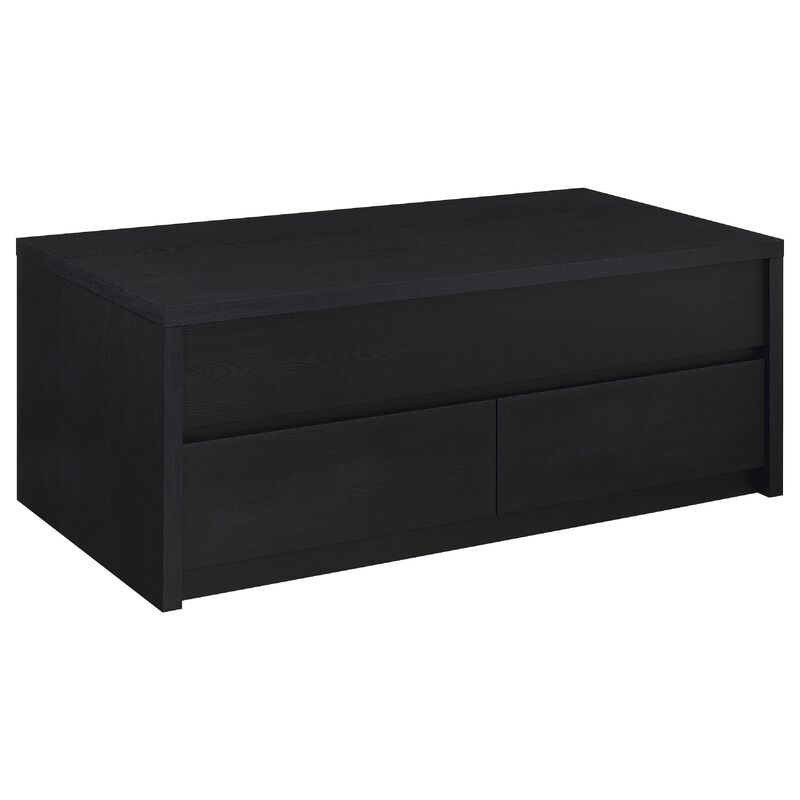 Knax Lift-Top Coffee Table with Hidden Storage and Drawers, Black Wood image number 0