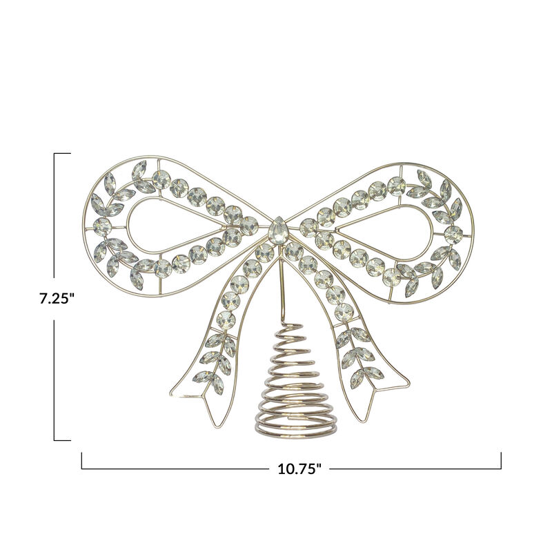 Silver Iron & Acrylic Jewel Bow Tree Topper image number 1