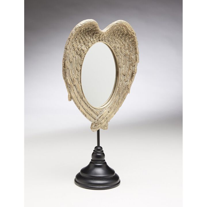 Aa Importing Wings Design Mirror, Gold Finish