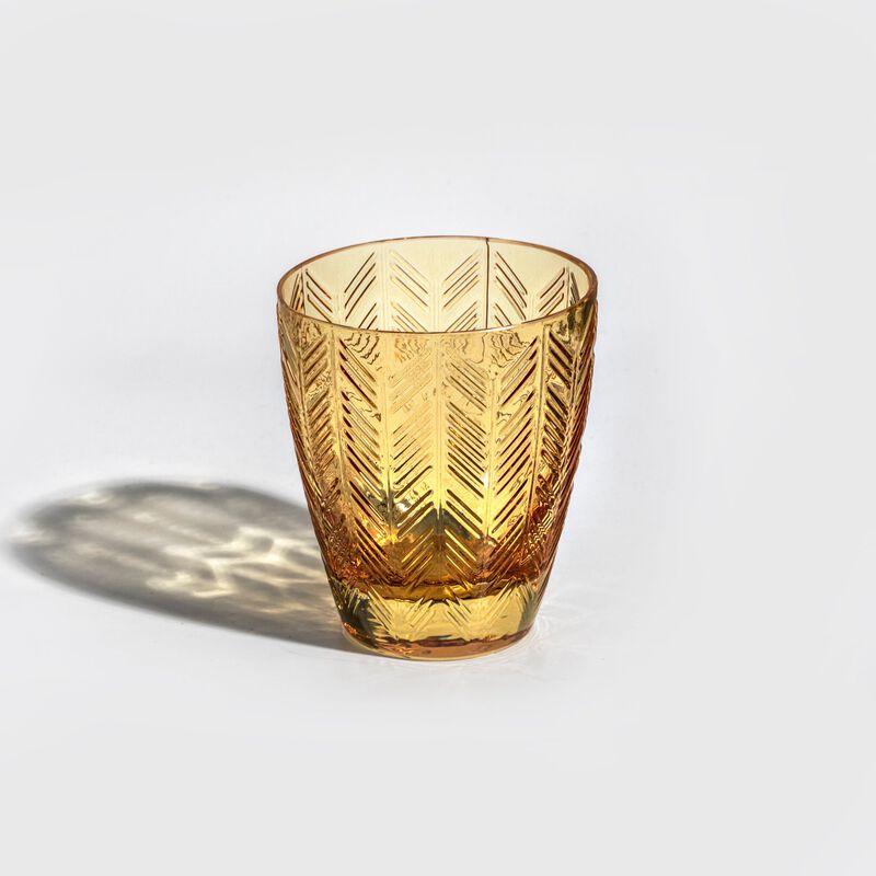 Wine Glasses ZIG ZAG GLASS Amber Set of 6, diam. 3.23", H 3.74" image number 1