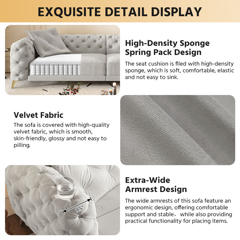 Merax Convertible Sleeper Sofa Bed with Ottoman image number 3