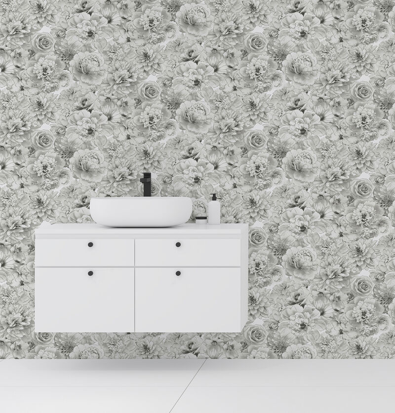 Clarissa Grey Glitter Bloom Wallpaper image number 3