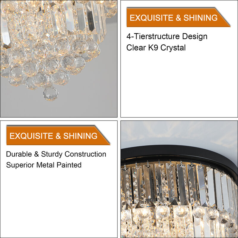 Black luxury modern style crystal lights, large ceiling chandeliers, dining room, living room, bedroom