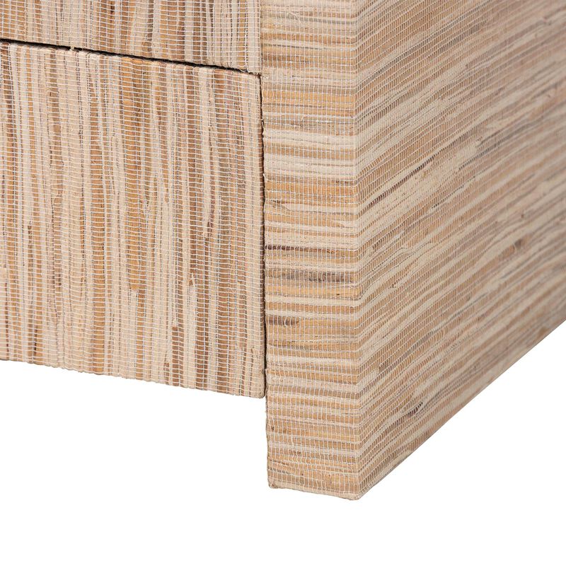 bali & pari Hannah Bohemian Woven Grasscloth 1 Drawer Nightstand