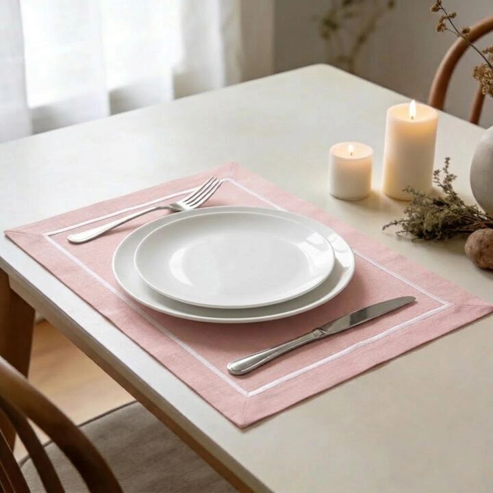 Linen Placemats Set of 4 for Dining Table Decor, 14 x 19 Inch - Kensington