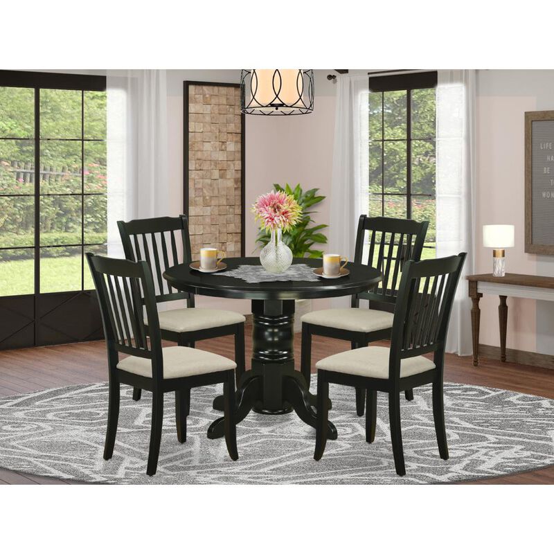 East West Furniture Dining Room Set Black, SHDA5-BLK-C