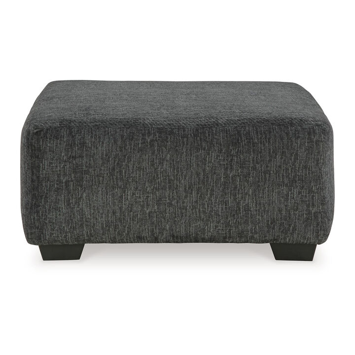 Accent Ottoman, 40 Inch Square Top, Modern Style Dark Gray Polyester