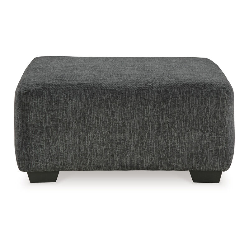 Accent Ottoman, 40 Inch Square Top, Modern Style Dark Gray Polyester