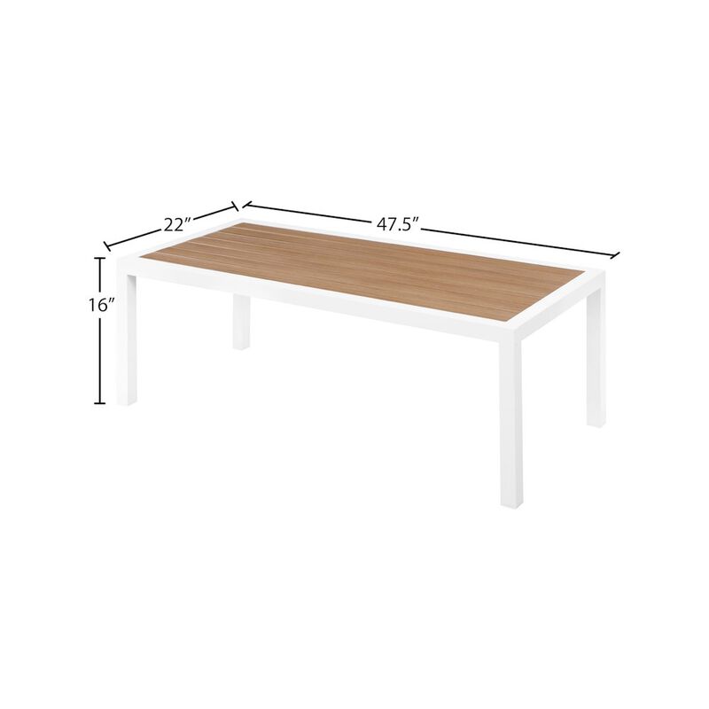 Meridian Furniture Nizuc Brown Wood Look Accent Paneling Outdoor Patio Aluminum Coffee Table
