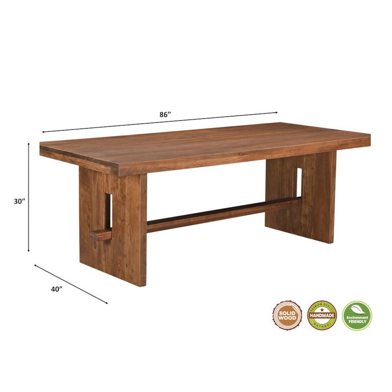 Taran Designs Elyria 86 Solid Wood Trestle Dining Table