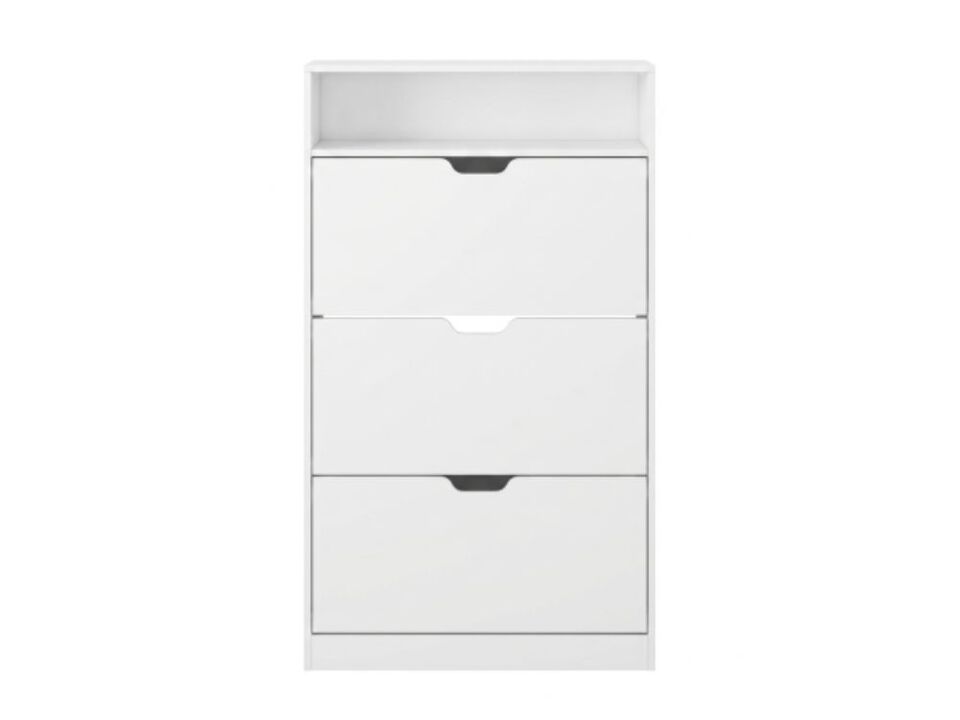 Shoe Storage Cabinet Flip Drawer Adjustable Shelves White Vasagle