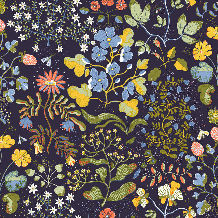 Groh Dark Blue Floral Wallpaper (Set of 2)