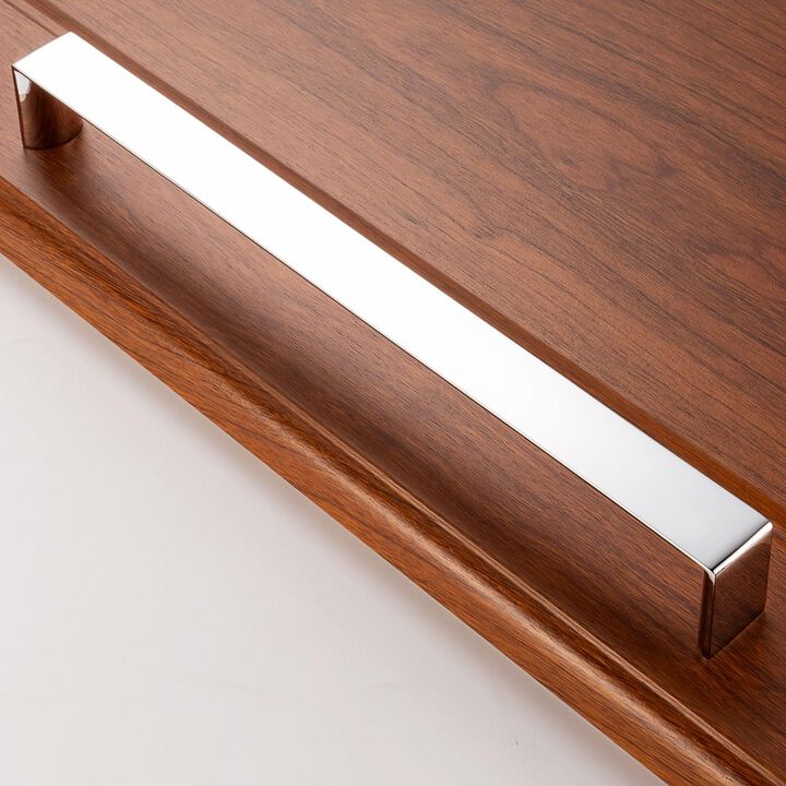 BEROSSA 8-4/5 Inch Screw Spacing, Polished Chrome Wide Flat Modern Pull, Kitchen Cabinet Handle, Pack of 1 | Solid Furniture Har