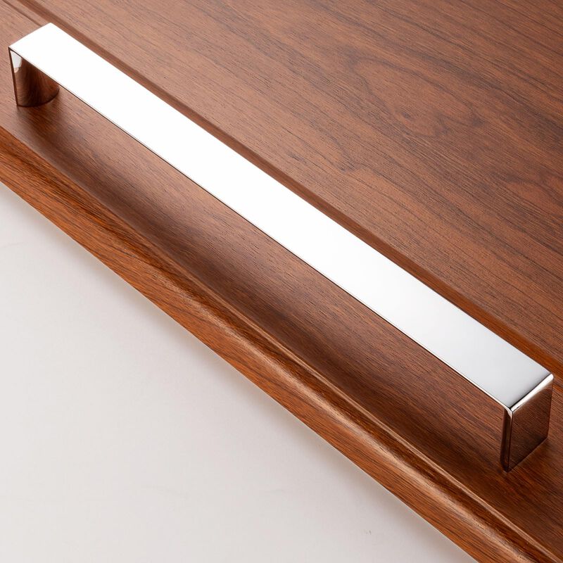 BEROSSA 8-4/5 Inch Screw Spacing, Polished Chrome Wide Flat Modern Pull, Kitchen Cabinet Handle, Pack of 1 | Solid Furniture Har