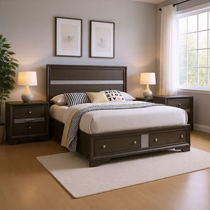 Bedroom Set, Wood, 3 Piece Set with 2 Nightstands