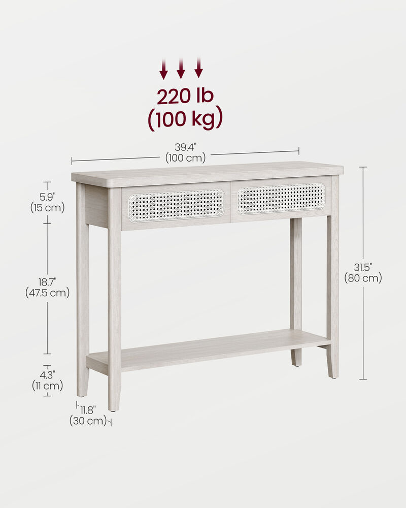 Console Table with Drawers and Shelf