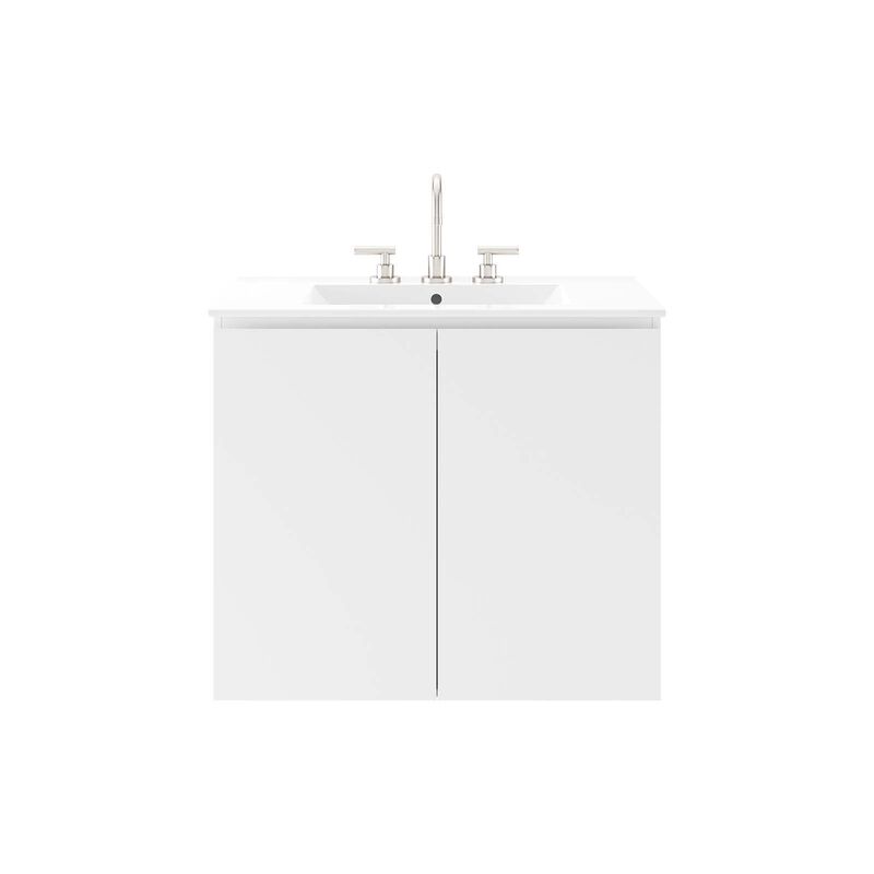 Modway Bryn 30" Modern Wood/Ceramic Wall-Mount Bathroom Vanity in White image number 5