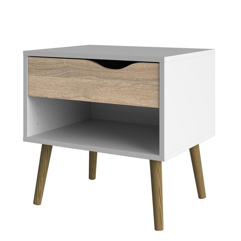 Tvilum Diana 1 Drawer Nightstand - White/Oak Structure