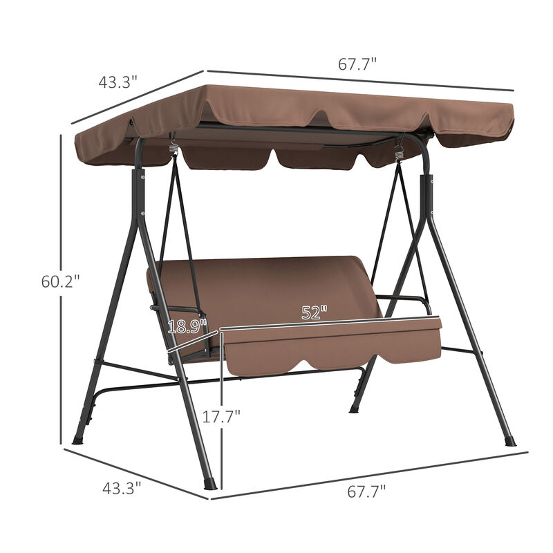 Hivvago Patio Swing Chair with Steel Frame and Adjustable Shade image number 2