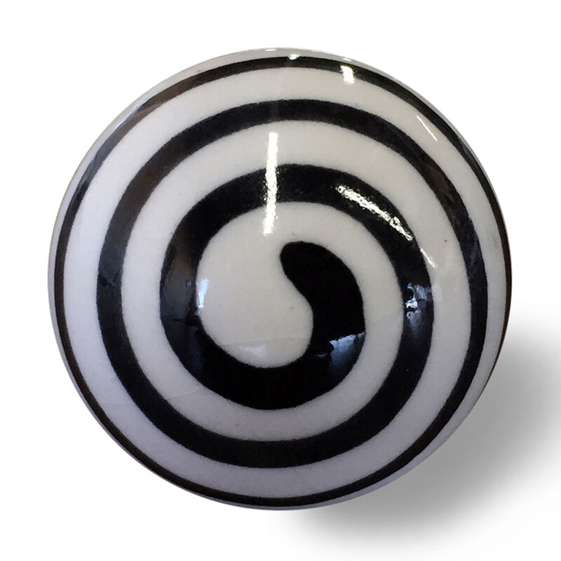 HomeRoots Set of Eight Black And White Ceramic And Metal Drawer Pull Knobs image number 0