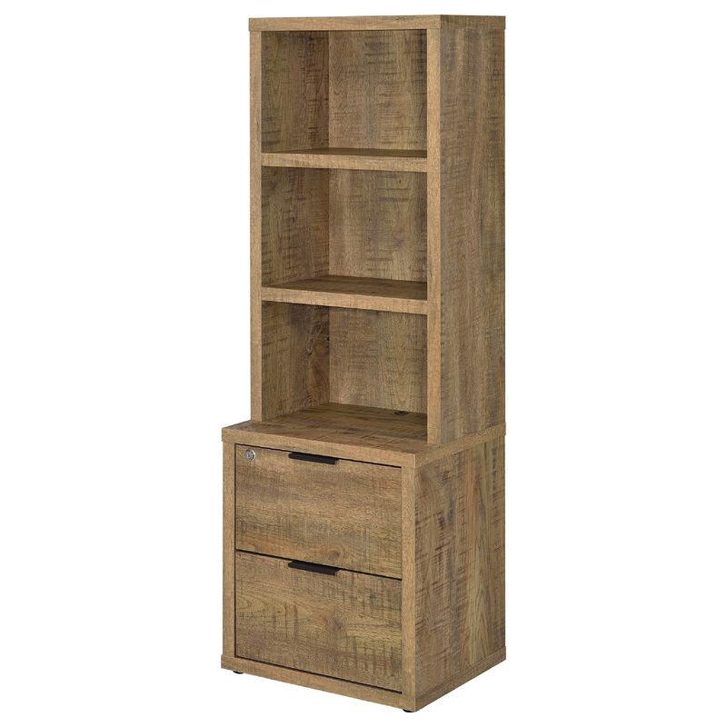 Park Bookcase with 3 Open Shelves, 2 Drawers, 61 Inch Natural Brown image number 6