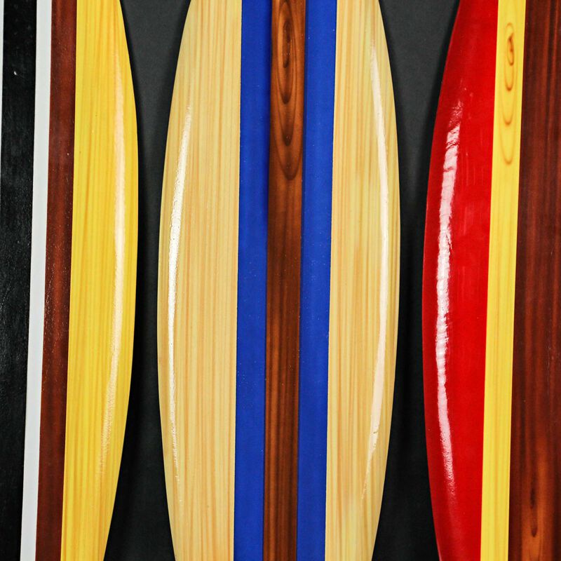 Set of 3 Wooden Striped Surfboard Wall Hangings 32 Inches Long image number 4