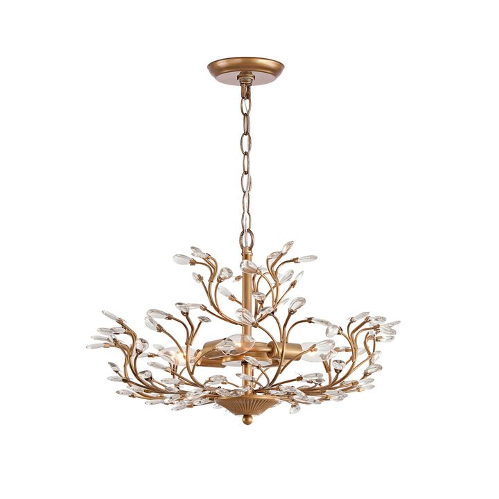 Freya Brushed Brass 4-light Crystal Beaded 9-Branch Chandelier