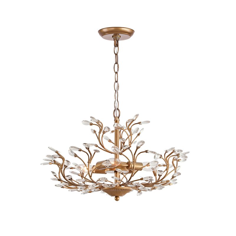 Freya Brushed Brass 4-light Crystal Beaded 9-Branch Chandelier image number 0