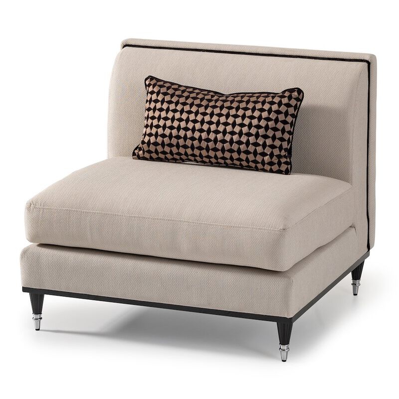 Michael Amini La Francaise Armless Accent Chair - Cafe au Lait/Black