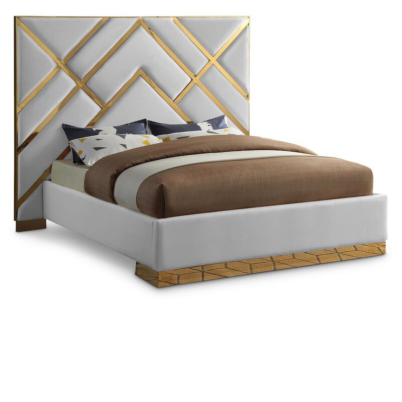 Meridian Furniture Vector White Vegan Leather Queen Bed