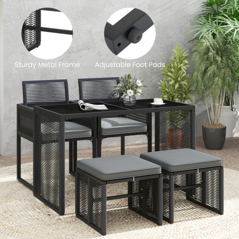 Hivvago 5 Pieces Outdoor Conversation Set with Removable Cushions for Backyard Porch