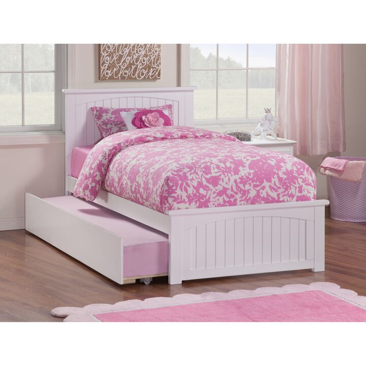 Nantucket Twin Extra Long Bed with Matching Footboard and Twin Extra Long Trundle in White