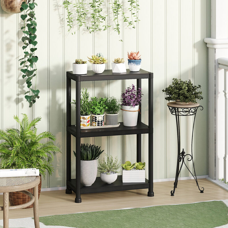 3-Tier Heavy-Duty Plastic Storage Shelves Freestanding Garage Shelving Unit image number 1