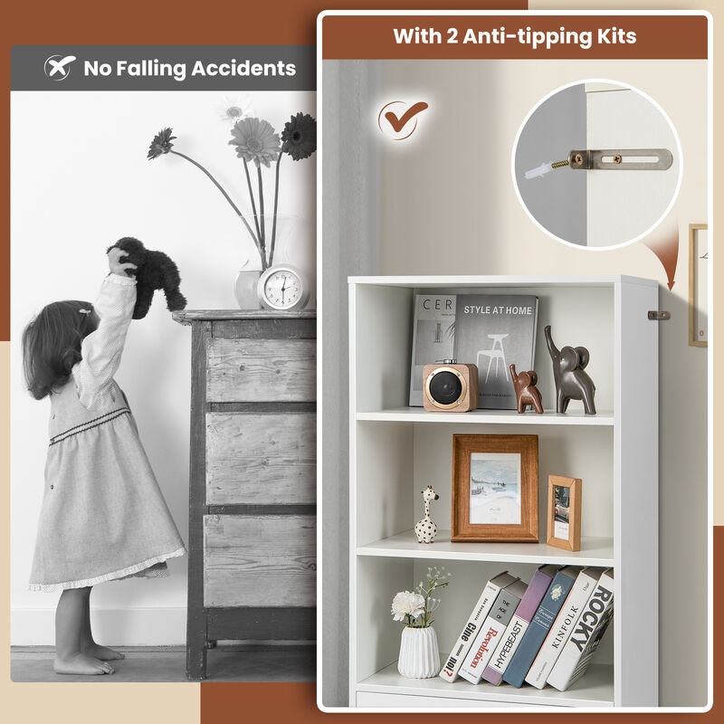 4 Tiers Wood Bookcase with Drawer