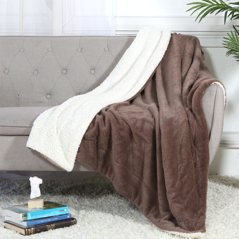 Legacy Decor Luxurious Soft Velour Fleece Throw with Super Ultra Soft Faux Fur on Backside Blanket 49&rdquo;x 73&rdquo; White Color image number 0