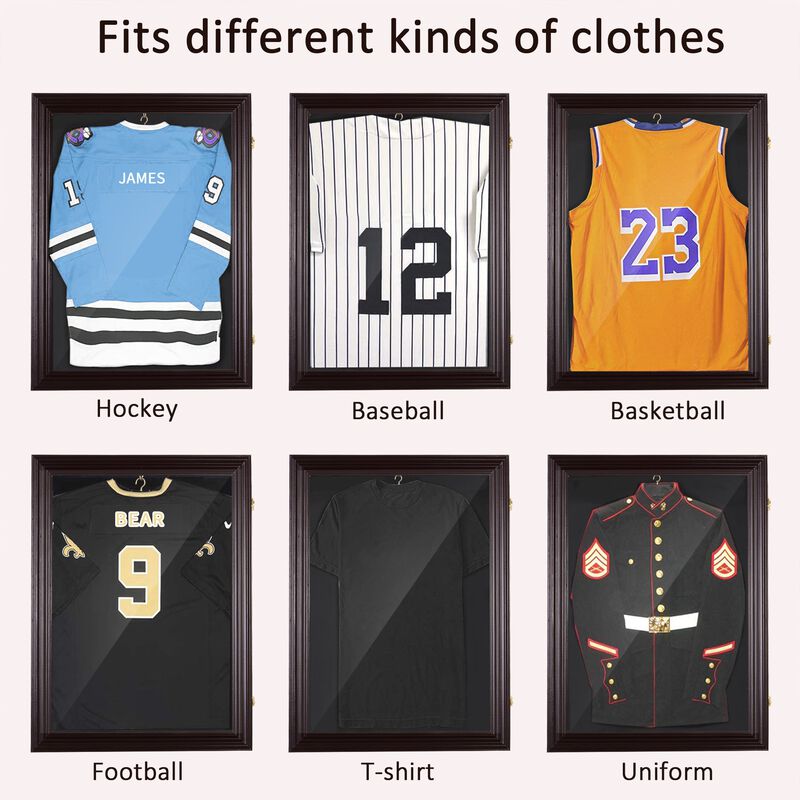 35" x 26" UV-Resistant Sports Jersey Frame Display Case - Cherry Brown