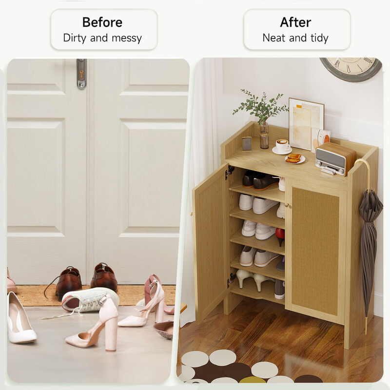 Tolnil 42.5" Tall Rattan Shoe Cabinet image number 6