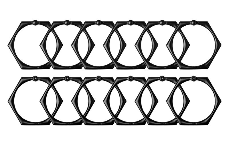 12-Piece Proof Zinc Hexagon-Shaped Shower Curtain Hooks with Clasp Closure image number 3