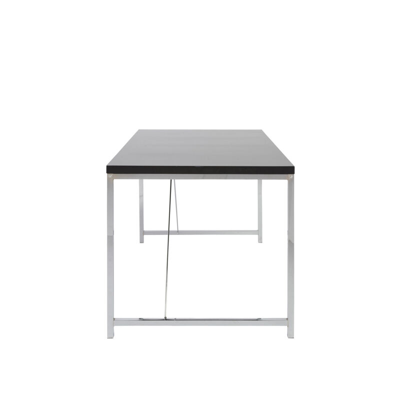 HomeRoots 54" Black and Silver Wood and Stainless Steel Writing Desk image number 3